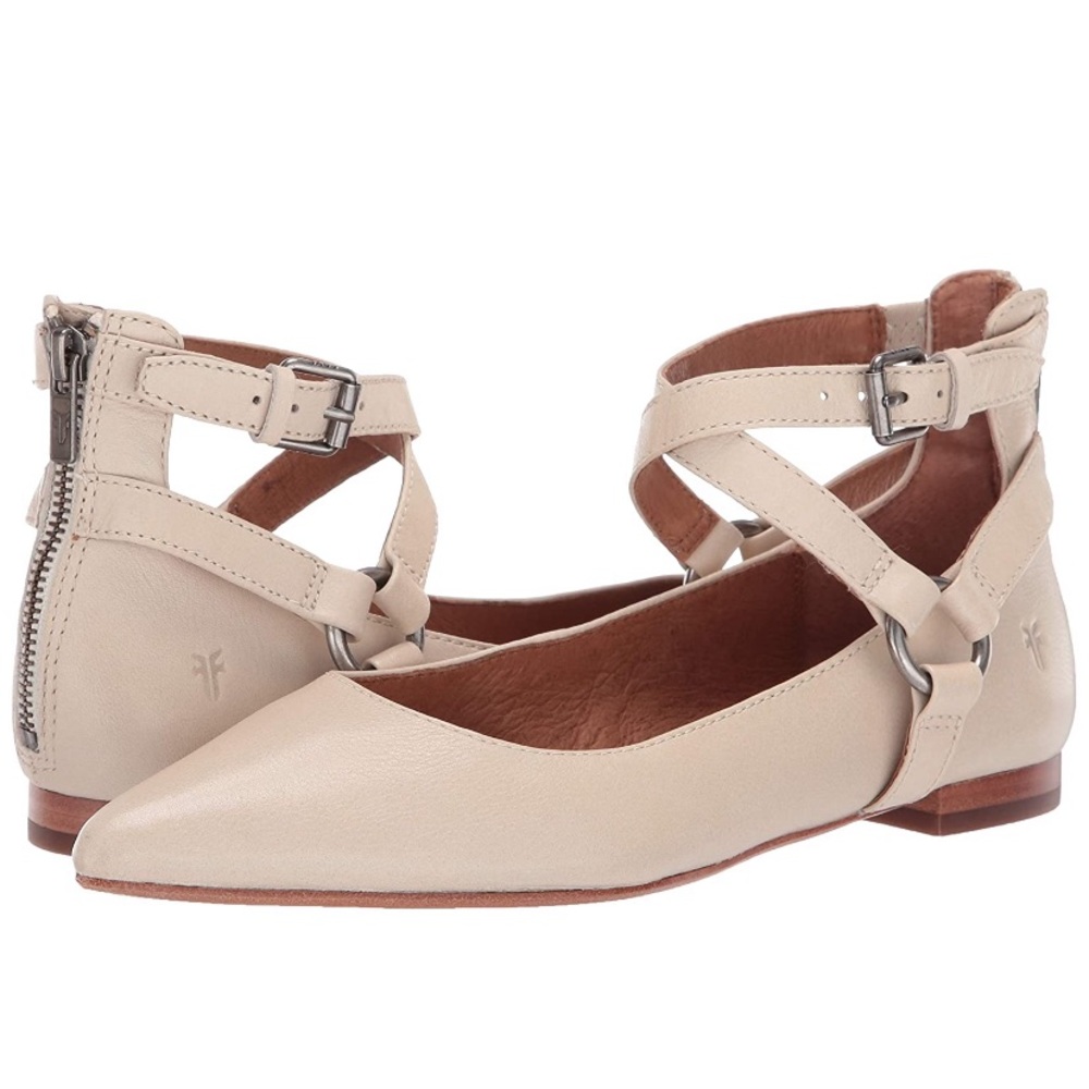 Frye Sienna Harness Cross strap flats 8 leather